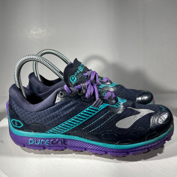 Brooks Pure Grit 5 Womens Size 6 Trail Running Shoes Hiking Sneakers Blue Purple - Picture 5 of 12